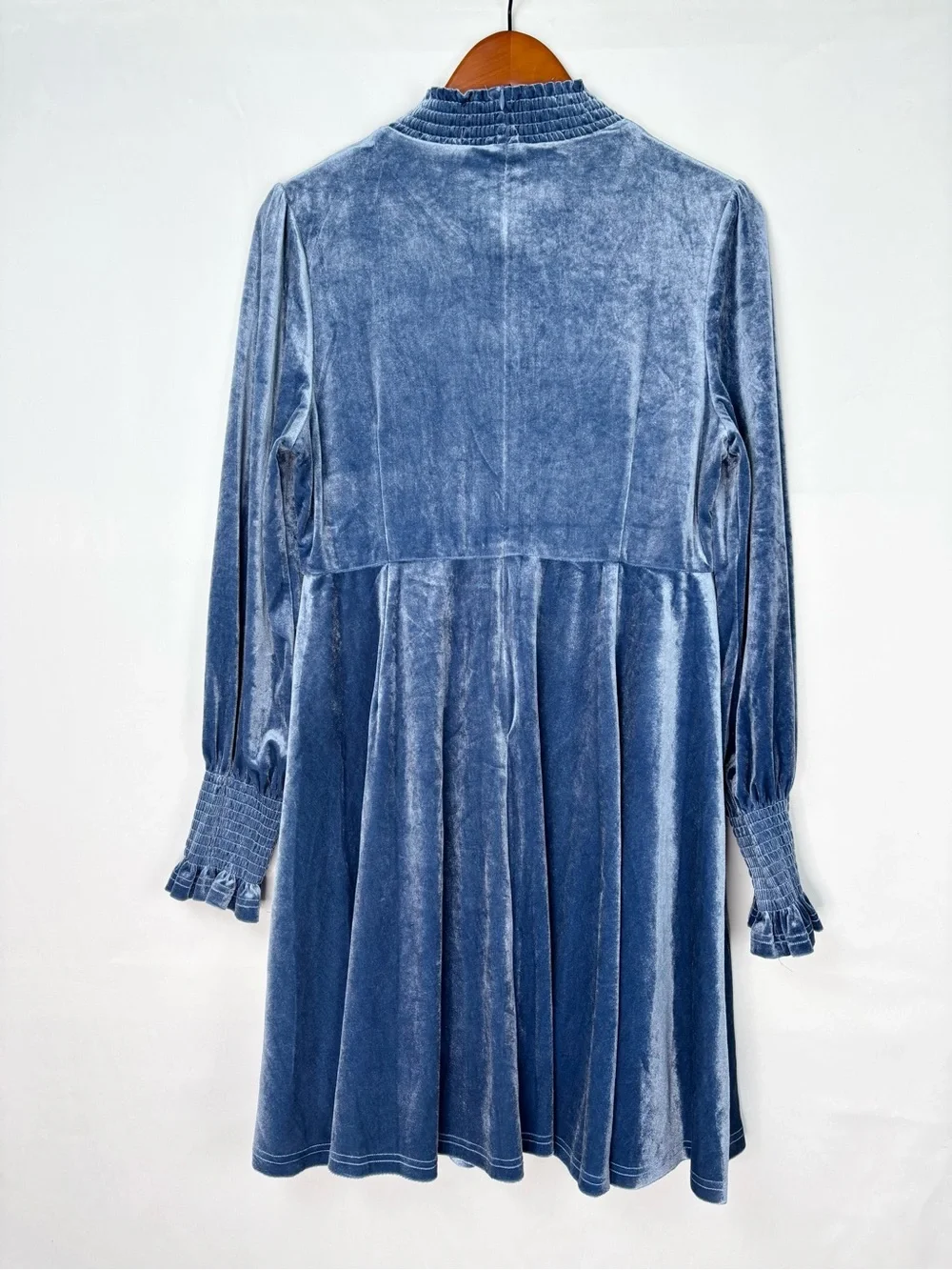 NEW Baltic Born Tina Velvet Short Dress Blue Size L Mini Mock Neck Long Sleeve